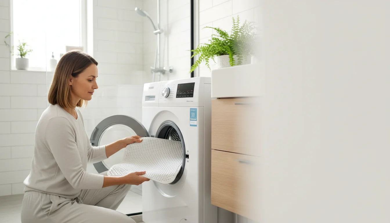 Laver un tapis de douche antidérapant en machine: réglages - Image de couverture